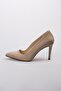 Basic Beige Color Suede Women's Stiletto Heeled Shoes - 8