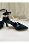 Women's Evening Dress Shoes Satin Ankle Stone Detailed 6cm - 4