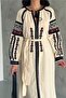 Women's Beige Belted Embroidered Dress - 3