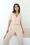 SHILSEE BEIGE BUTTON DETAILED SHIRT CROP SET