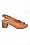P555452903 Tan Genuine Leather Thick Heeled Women's Sandals - 5