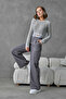 Women's White Lined Detailed Lycra High Waist Trousers - 5