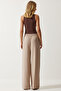 Women's Beige Summer Viscose Palazzo Trousers EN00610 - 5