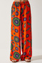 Women's Orange Purple Patterned Flowing Viscose Palazzo Trousers EN00606 - 3