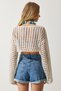 Women's Cream Perforated Seasonal Crop Knitwear Blouse CR00426 - 6