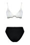 Siyah-Beyaz Nakışlı Üçgen Kaplı Regular Yüksek Bel Bikini Takımı TBESS24BT00127 - 6