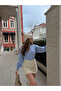 Women's Sky Blue Collared Knitted Turtleneck Striped Sweater 20223207 - 3