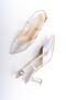 Glitter Silver Short Heeled Evening Dress Shoes