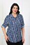 Women's Indigo Striped Cotton Viscose Large Size Shirt - 3