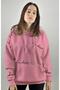 Women's Pink Los Angeles Printed Oversize Hooded Sweatshirt - 3