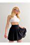 Women's Pleated Black Mini Skirt with Shorts - 3