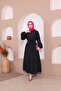 women's modest basic style summer cotton Balloon Sleeve Ruffle Hijab Dress - 4