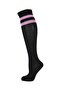 Women's Pink Striped Black Quality Cotton Knee Socks - 3
