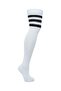 Women's Black Striped White Quality Cotton Knee High Socks - 5