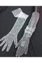 Taara Sequin Embroidered Glittering Bridal Gloves Long White - 5