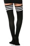 Women's White Striped Black Quality Cotton Knee High Socks - 4