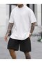 Unisex White Oversize Crew Neck Bottom Top T-shirt with Shorts Double Set