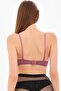 Women's Dried Rose Gathering Unassisted Lace Lotus Model Bra - 2