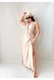 Women's Back Low-cut Tie-up Linen Fabric Slit Summer Dress (Color)