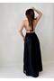 Women's Back Low-cut Tie-up Linen Fabric Slit Summer Dress (Color) - 2