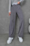 Women's White Lined Detailed Lycra High Waist Trousers - 2