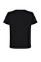 Siyah Relaxed Çiçek Nakış Detaylı %100 Pamuk Örme Büyük Beden T-shirt TBBSS24BF00029 - 8