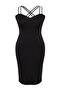 Black Heart Collar Strap Knitted Dress TBBSS24AH00089 - 7