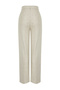 Bej Nervürlü Wide Leg/Geniş Paça Pamuk Keten Dokuma Pantolon TWOSS24PL00062 - 6
