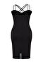 Black Heart Collar Strap Knitted Dress TBBSS24AH00089 - 8
