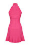 Pembe Halter Yaka A Kesim Mini Dokuma Elbise TWOSS21EL1538 - 8