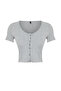 Gray Melange Patchwork Crop Pool Neck Ribbed Stretchy Knitted Blouse TWOSS24BZ00364 - 7