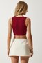 Women's Burgundy Halter Neck Crop Knitted Blouse OW00039 - 6