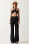 Women's Black Curved Knitwear Pants YU00016 - 3