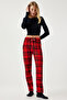 Women's Red Patterned Soft Textured Knitted Pajama Bottoms CE00089 - 2