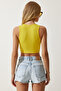 Women's Yellow Halter Neck Crop Knitted Blouse OW00039 - 5