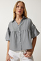 Women's Black Balloon Sleeve Gingham Woven Shirt RG00013 - 5