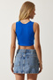 Women's Blue Halter Neck Crop Knitted Blouse OW00039 - 6