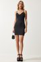 Women's Black Stone Strap Ribbed Mini Knitted Dress RG00011 - 2