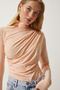 Women's Peach Gather Detailed Stand Collar Sandy Blouse FF00135 - 2