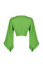 Yeşil Dokuma Volanlı Plaj Crop Bluz TBESS19BB0095 - 8