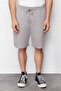 Gray Oversize/Wide Cut Hidden Cord Elastic Waist Cargo Pocket Label Shorts Tmnss24Sr00018 - 4