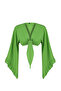 Yeşil Dokuma Volanlı Plaj Crop Bluz TBESS19BB0095 - 7