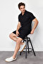 Black Regular/Normal Fit Textured Fabric Labeled Polo Collar Thick Tracksuit Set TMNSS23EM00003 - 2