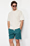 Emerald Green Regular Cut Textured 100% Cotton Shorts Tmnss24Sr00022 - 3