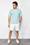 Limited Edition Basic Mint Relaxed/Fit Knit-Banded Textured Piqué T-Shirt TMNSS23TS00079 - 3