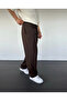 Bitter Brown Pleated Baggy Fabric Trousers - 2
