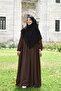 Pleated Zippered Aerobin Fabric Hijab Ferace/Dress Brown - 2
