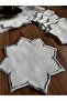 6 Star Patterned Gardenia Linen Embroidered Cocktail Napkins - 3