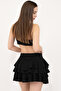 Women's Black Quadra Frilly Mini Skirt - 3