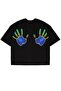 Thermal Hand Printed Black Unisex Oversize T-Shirt